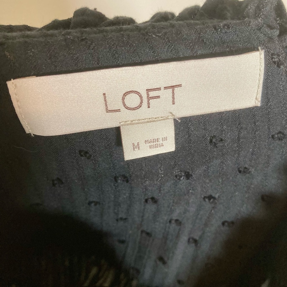 Loft Tiered Blouse Black Size M - Picture 7 of 8